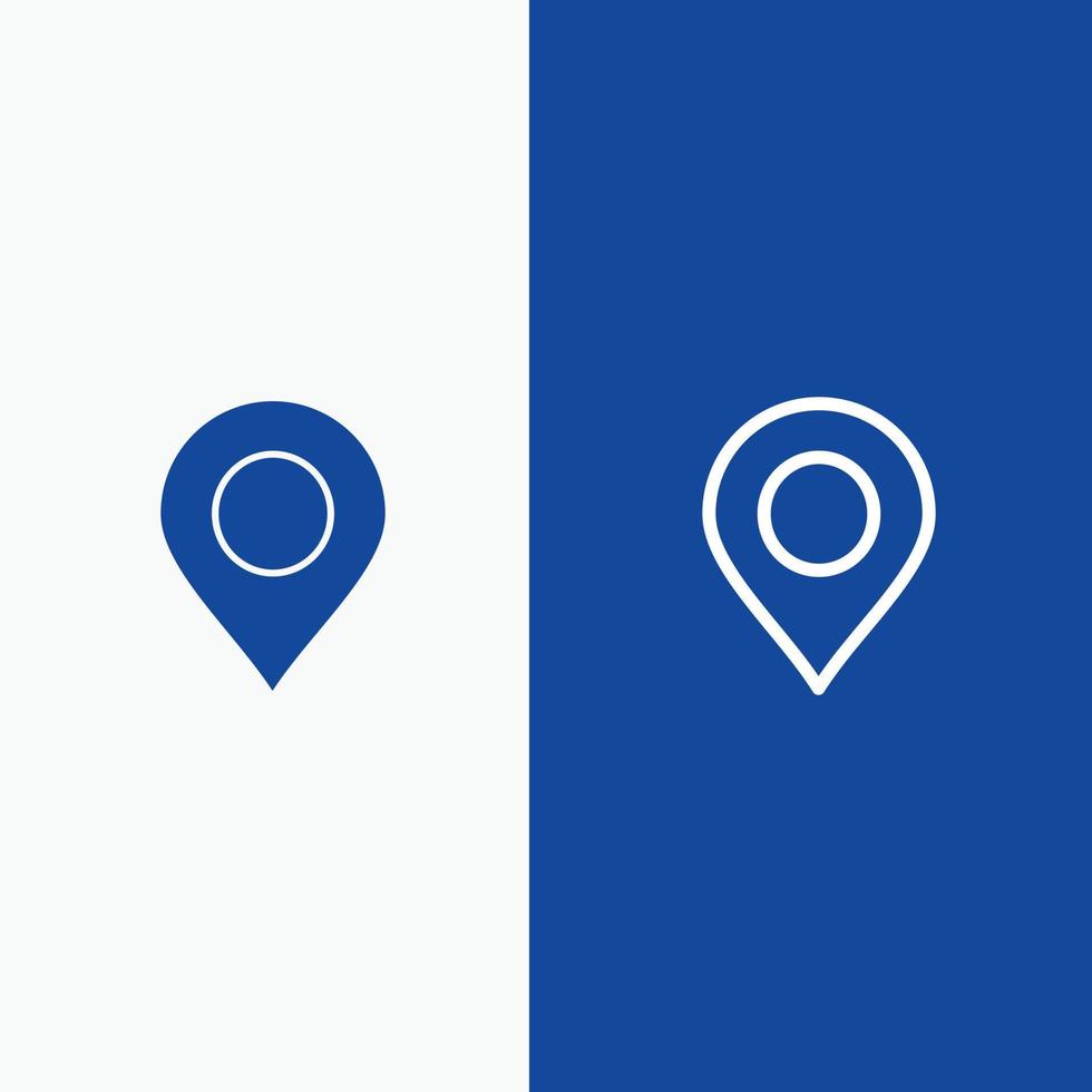 Map Location Pin World Line and Glyph Solid icon Blue banner Line and Glyph Solid icon Blue banner vector