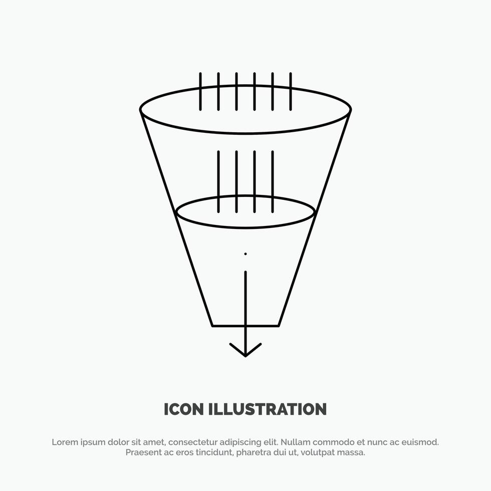 Data Filter Filtering Filtration Funnel Line Icon Vector