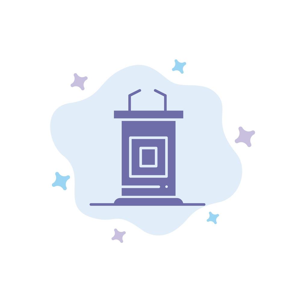 Desk Conference Meeting Professor Blue Icon on Abstract Cloud Background vector