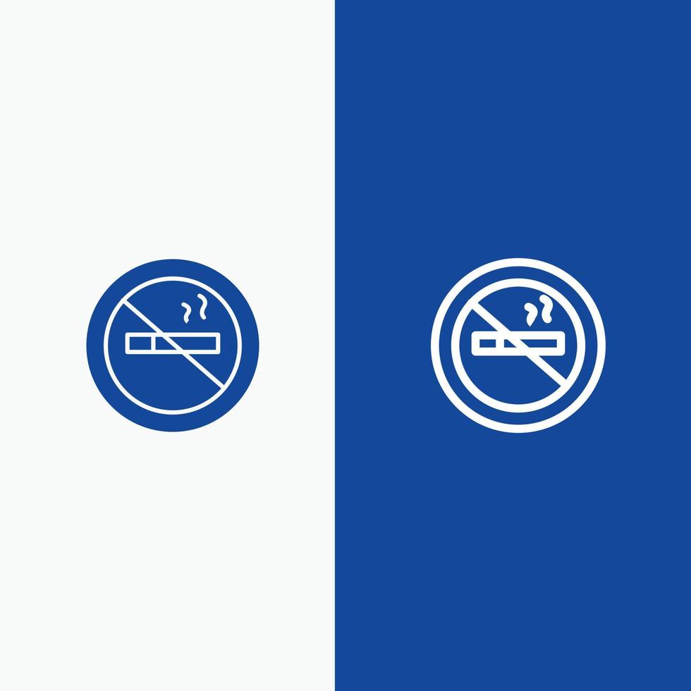 No smoking Smoking No Hotel Line and Glyph Solid icon Blue banner vector