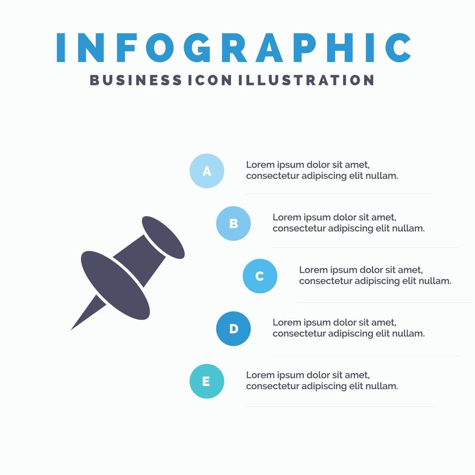 marcador alfiler marca sólido icono infografía 5 pasos presentación antecedentes vector