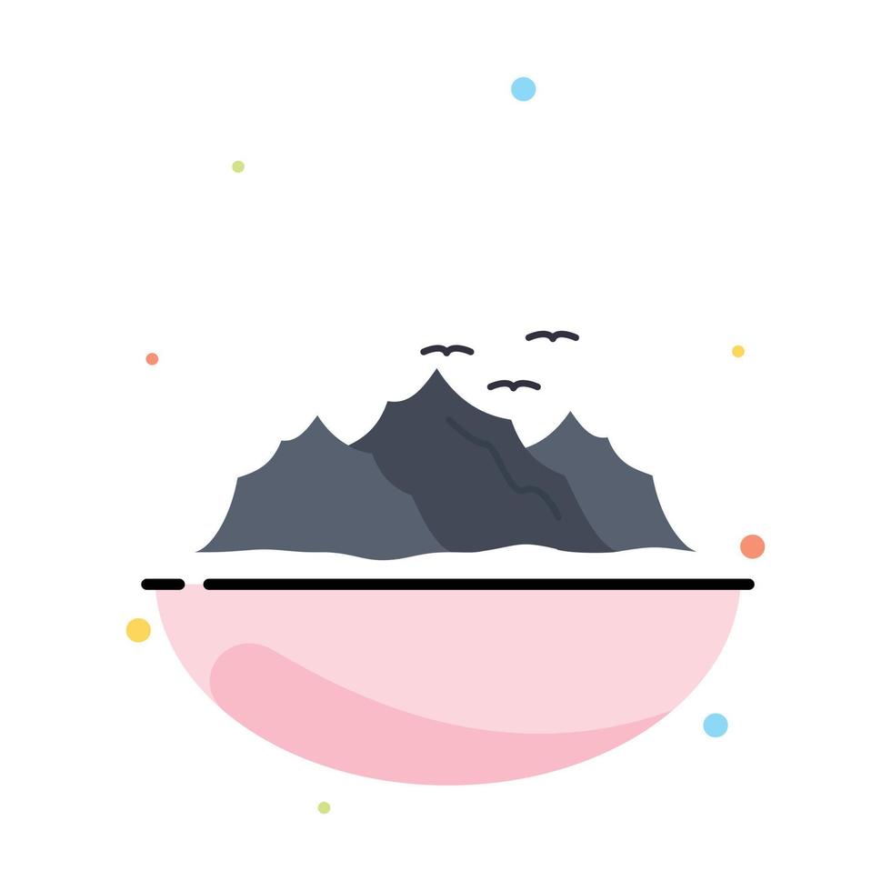 mountain landscape hill nature birds Flat Color Icon Vector