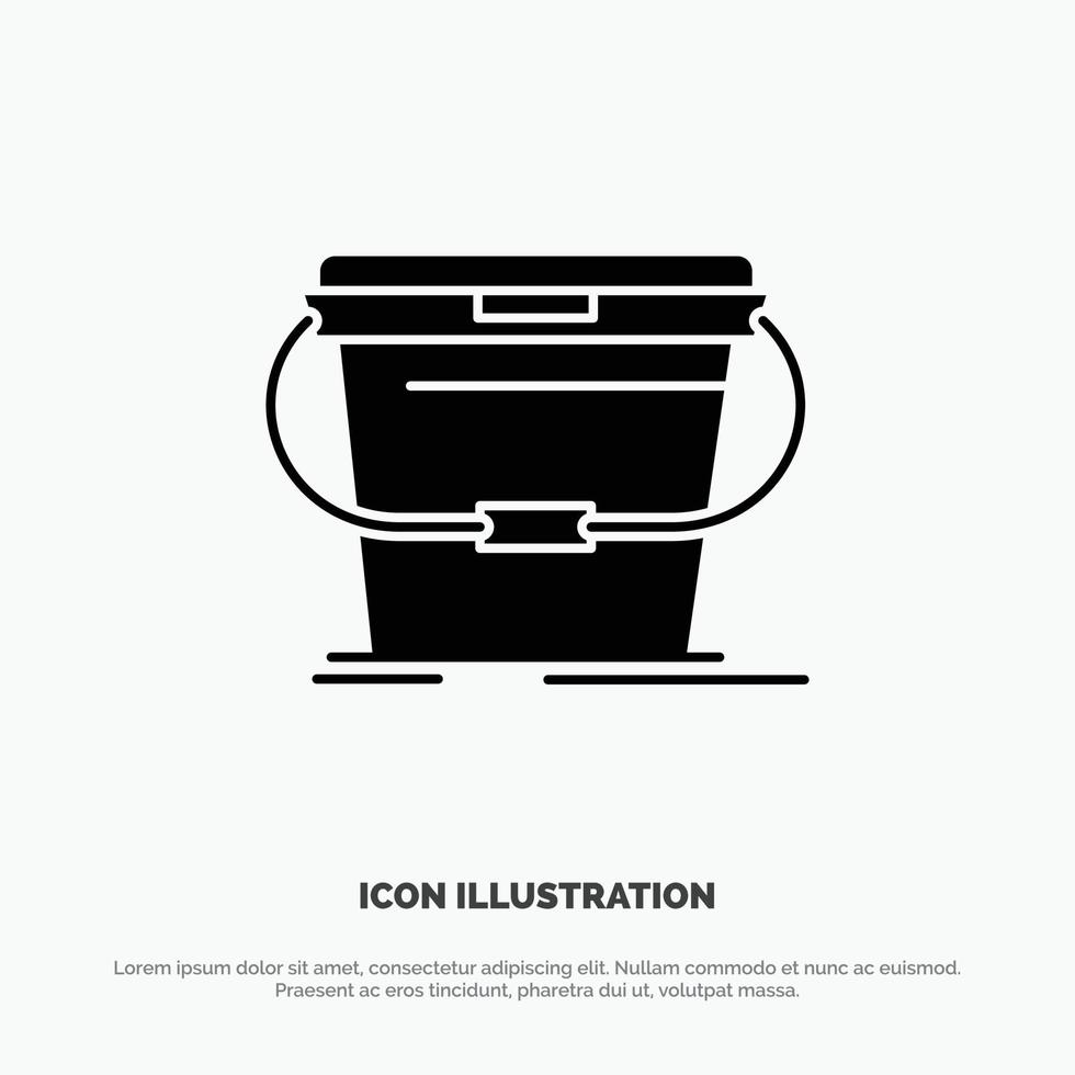 Bucket Cleaning Wash Water solid Glyph Icon vector