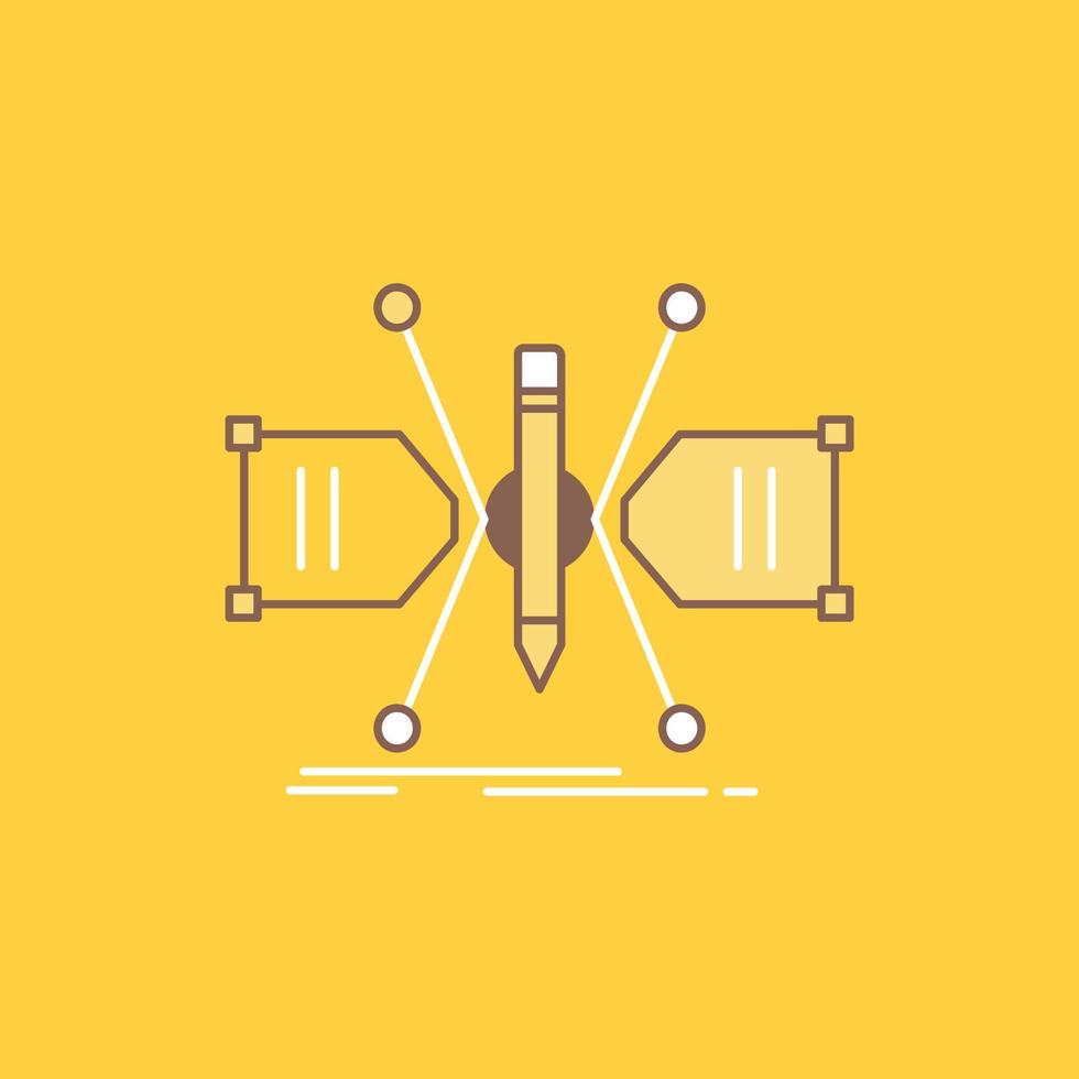 Architect. constructing. grid. sketch. structure Flat Line Filled Icon. Beautiful Logo button over yellow background for UI and UX. website or mobile application vector