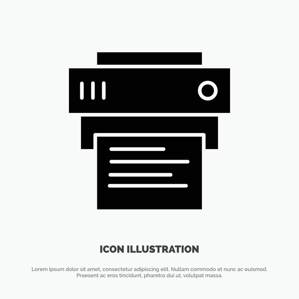 Printer Print Printing Education Solid Black Glyph Icon vector