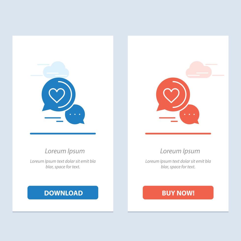 Chat Bubble Message Sms Romantic Chat Couple Chat  Blue and Red Download and Buy Now web Widget Card vector