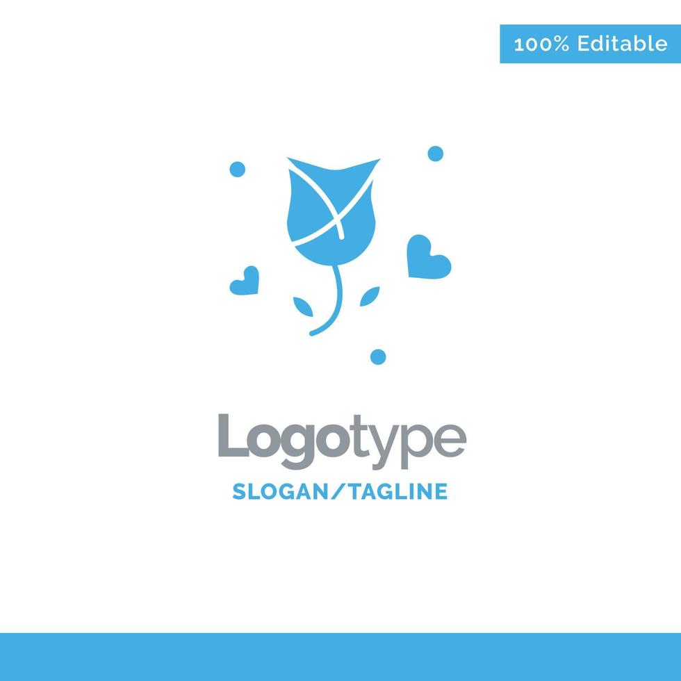 Rose Flower Love Propose Valentine Blue Solid Logo Template Place for Tagline vector