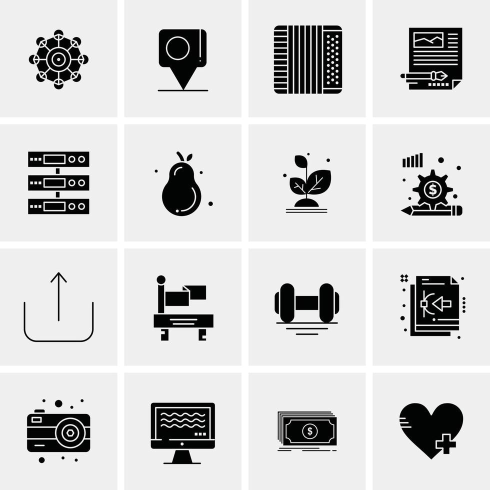 16 iconos de negocios universales vector ilustración de icono creativo para usar en proyectos relacionados con la web y dispositivos móviles