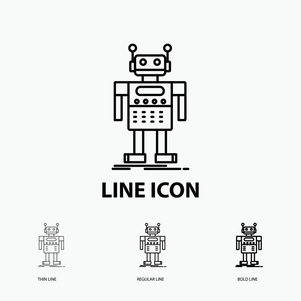 robot. Android. artificial. bot. technology Icon in Thin. Regular and Bold Line Style. Vector illustration
