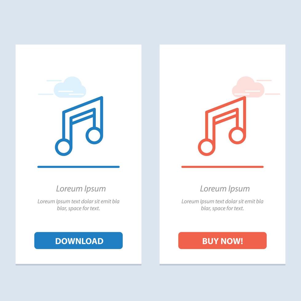 aplicación diseño básico música móvil azul y rojo descargar y comprar ahora plantilla de tarjeta de widget web vector