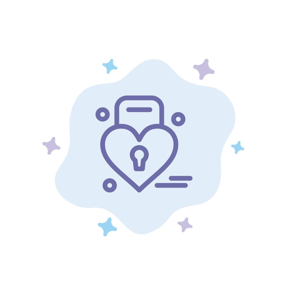Lock Love Heart Wedding Blue Icon on Abstract Cloud Background vector