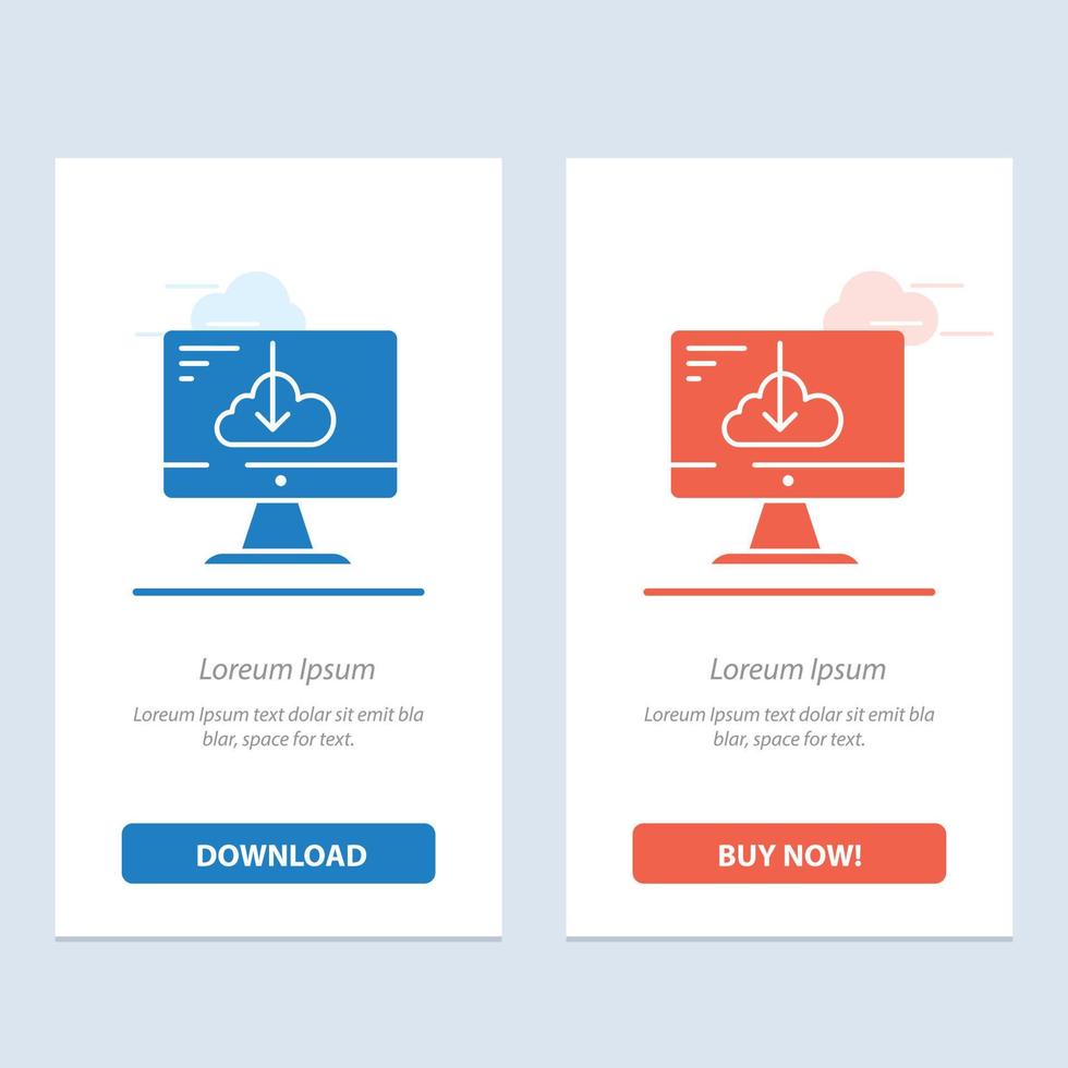 Cloud Download Driver Install Installation  Blue and Red Download and Buy Now web Widget Card Templa vector
