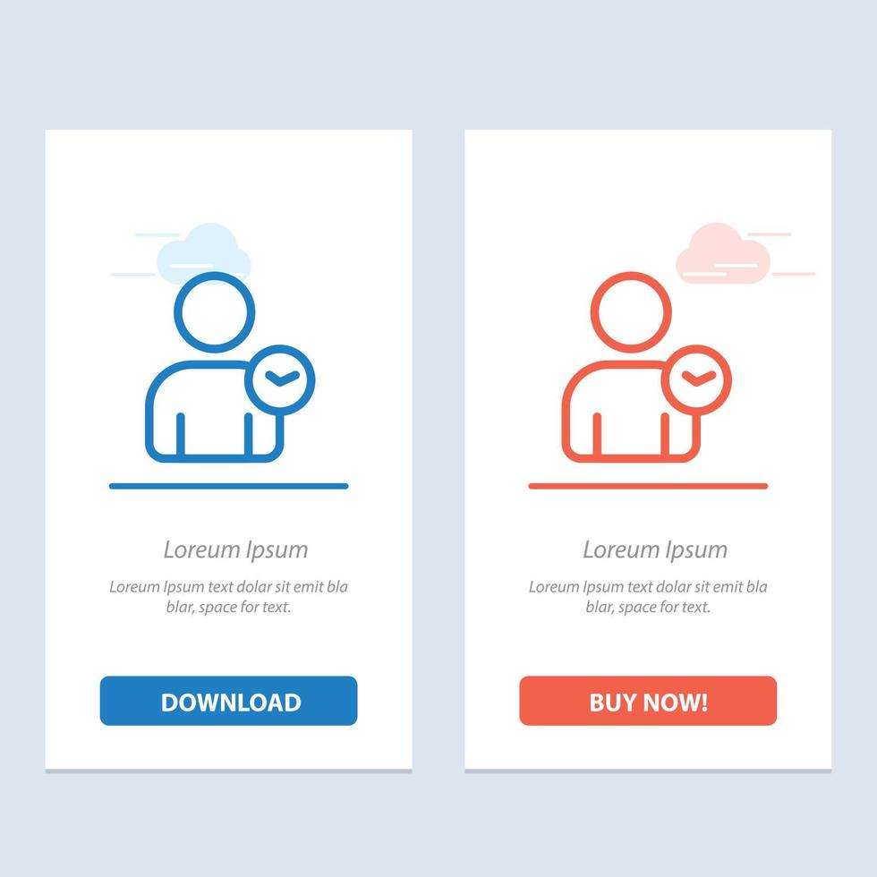 Man User Time Basic  Blue and Red Download and Buy Now web Widget Card Template vector