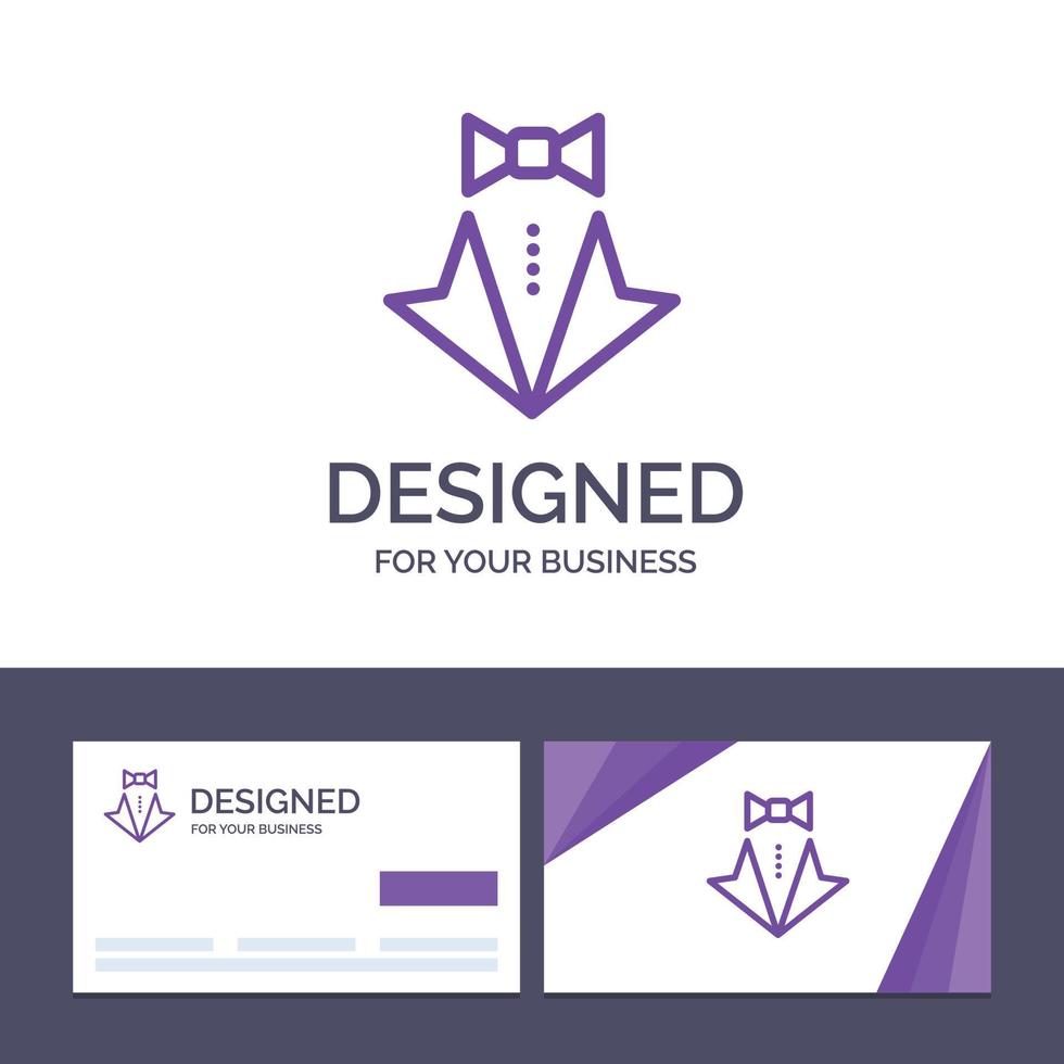 Creative Business Card and Logo template Bow Heart Love Suit Tie Wedding Vector Illustration