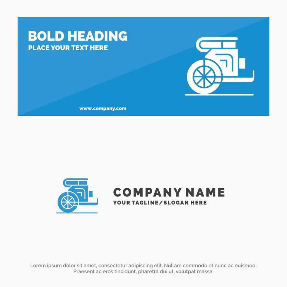 Chariot Horses Old Prince Greece SOlid Icon Website Banner and Business Logo Template vector