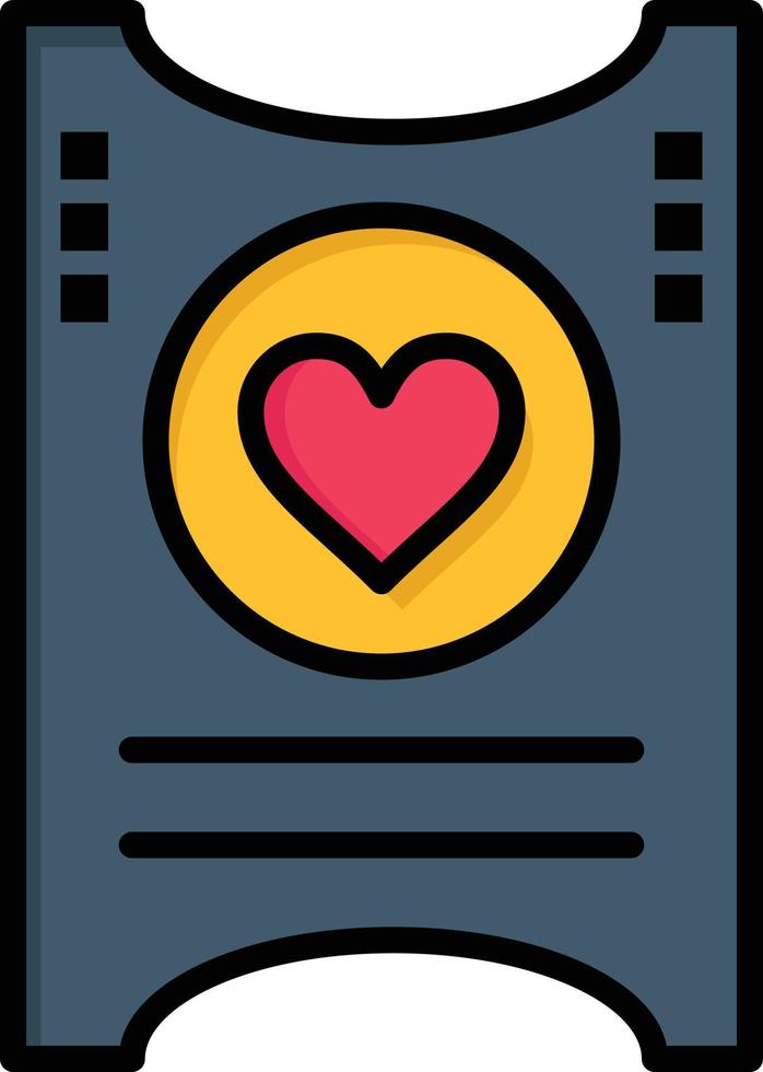 boleto amor corazón boda color plano icono vector icono banner plantilla