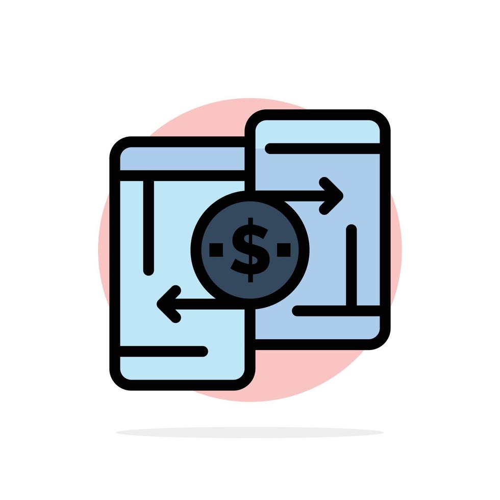 Mobile Money Payment PeerToPeer Phone Abstract Circle Background Flat color Icon vector