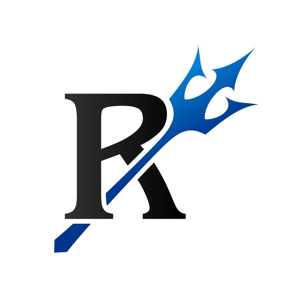 Initial R Blue Trident vector
