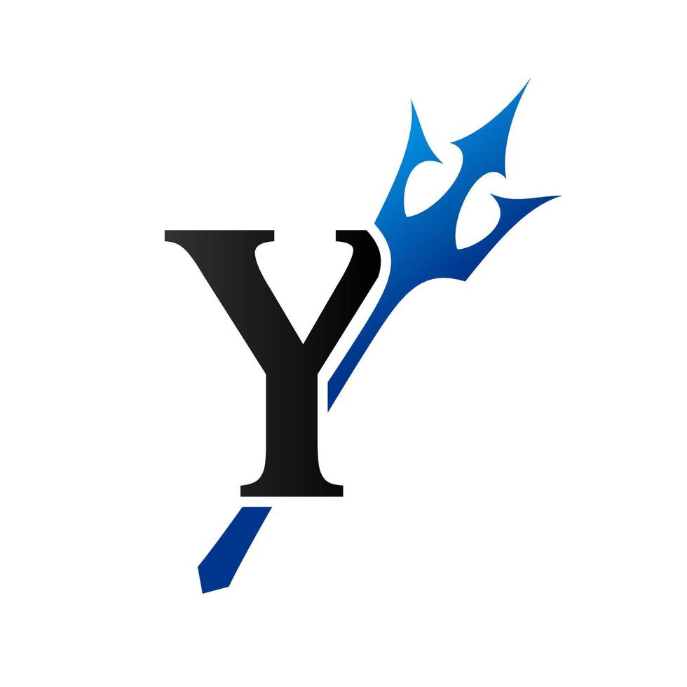 Initial Y Blue Trident vector