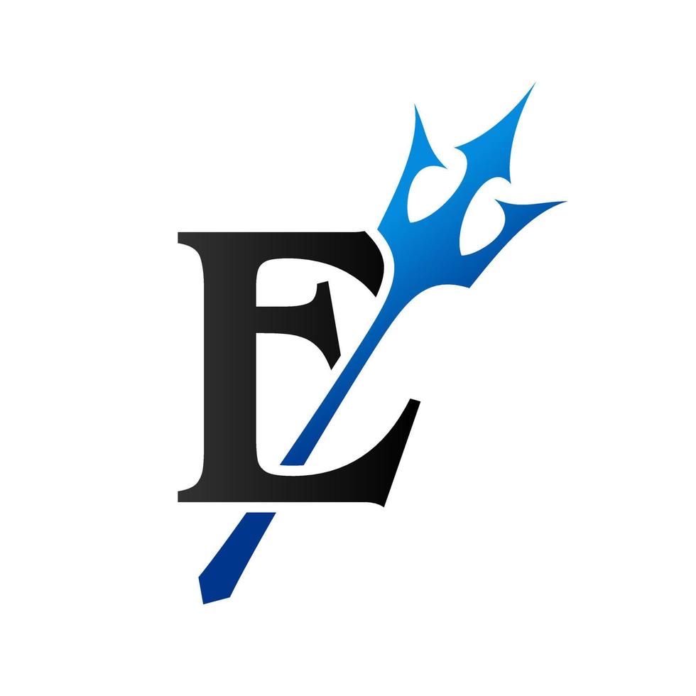 Initial E Blue Trident vector