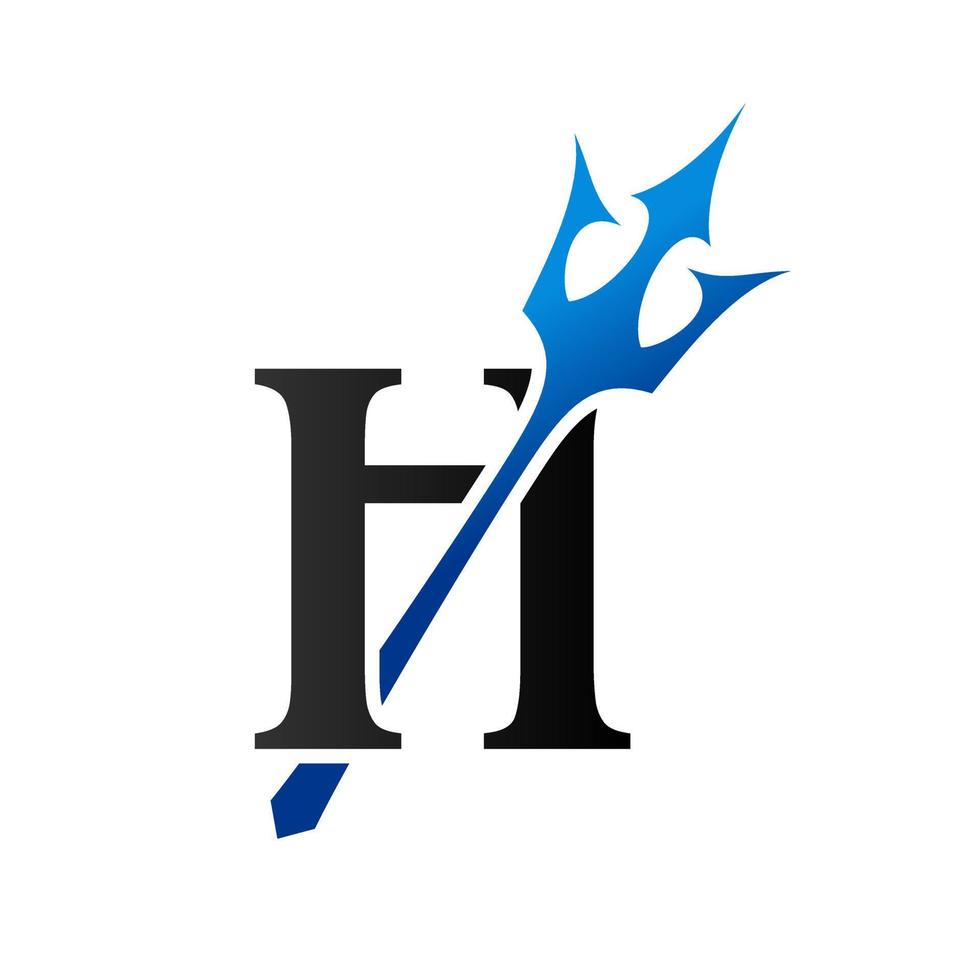 Initial H Blue Trident vector