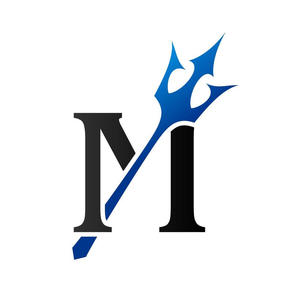 Initial M Blue Trident vector