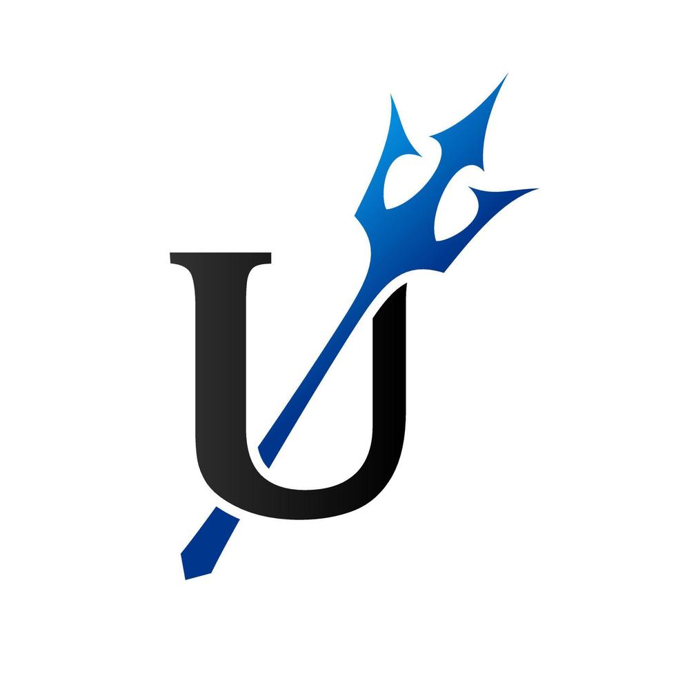Initial U Blue Trident vector