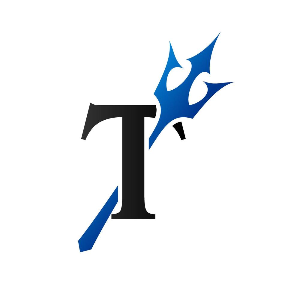 Initial T Blue Trident vector