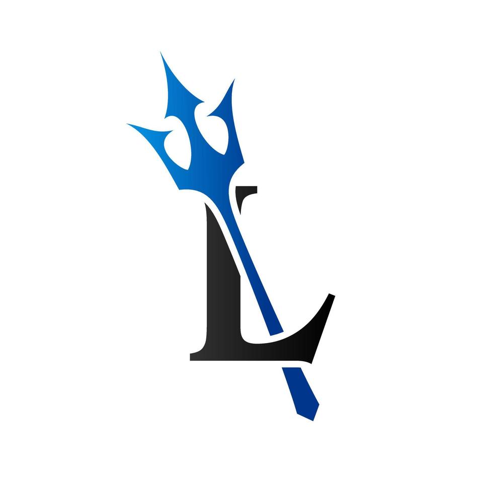 Initial L Blue Trident vector