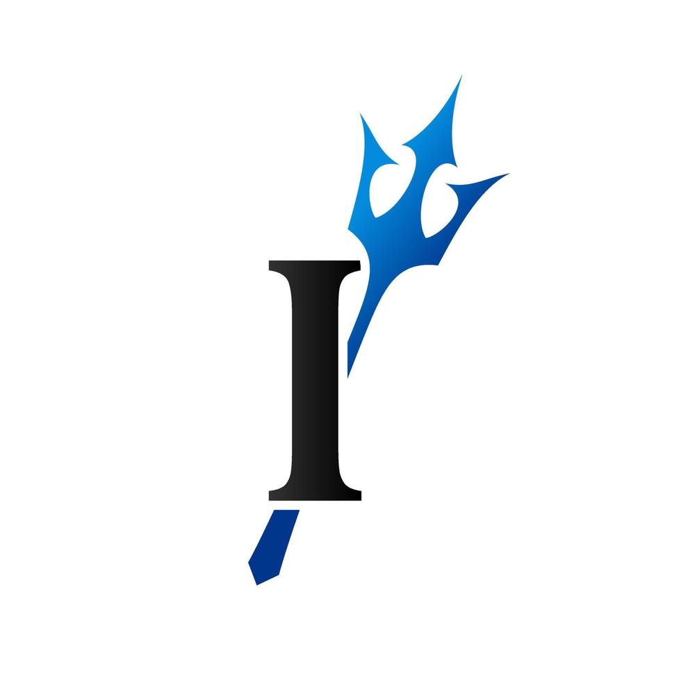 Initial I Blue Trident vector