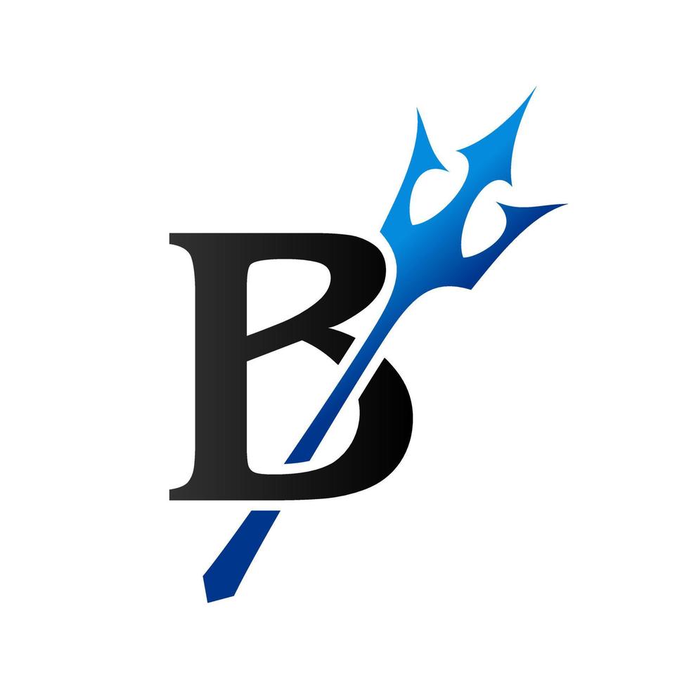 Initial B Blue Trident vector