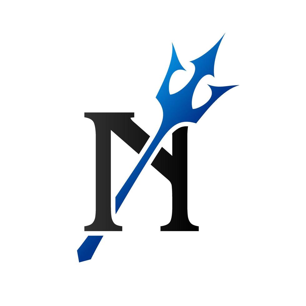 Initial N Blue Trident vector