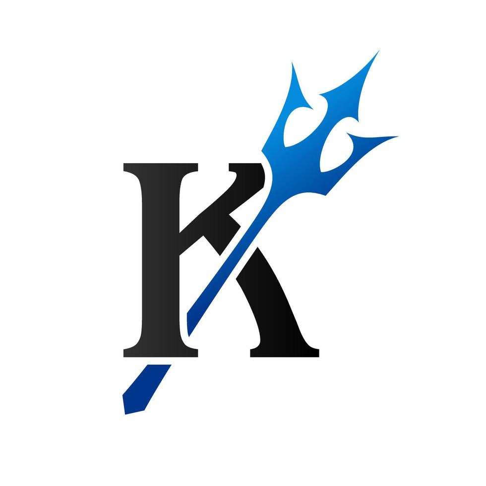 Initial K Blue Trident vector