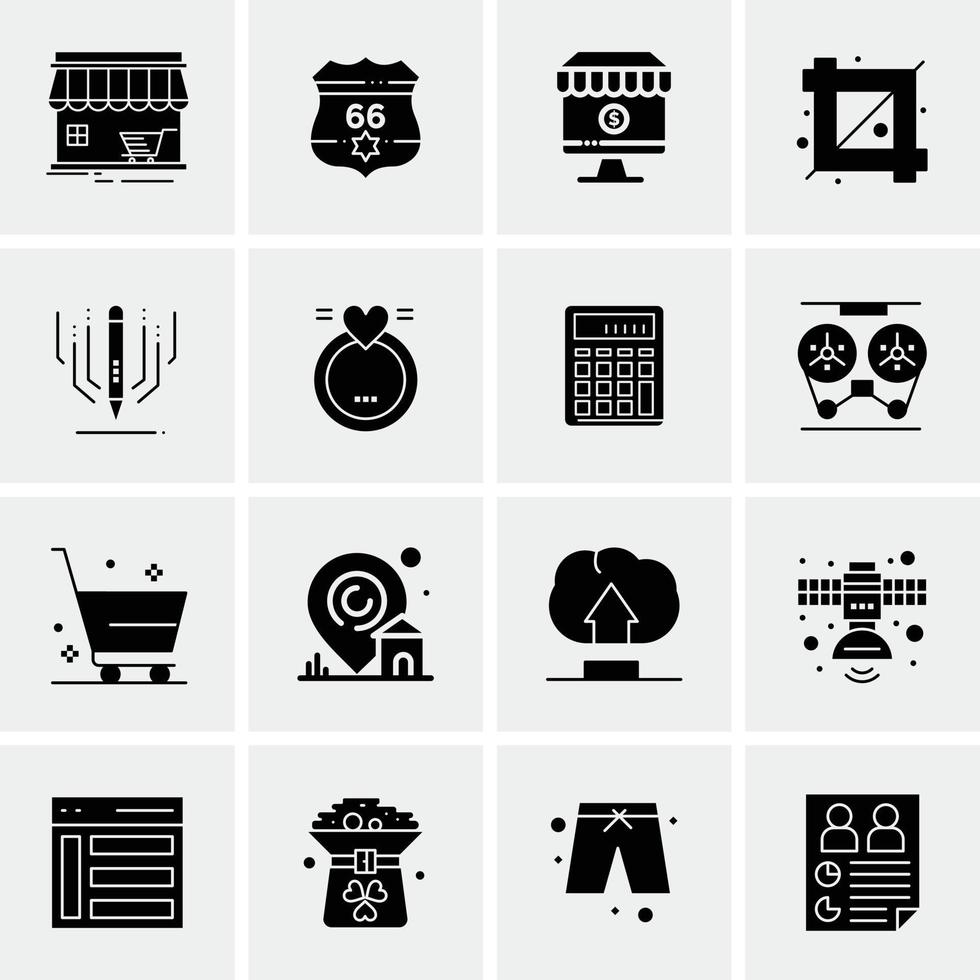 16 iconos de negocios universales vector ilustración de icono creativo para usar en proyectos relacionados con la web y dispositivos móviles