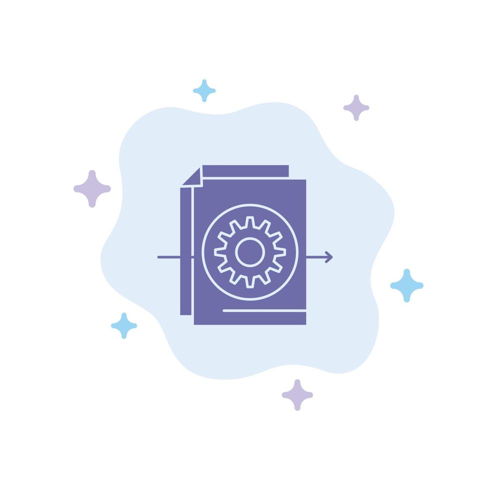 Document File Gear Settings Blue Icon on Abstract Cloud Background vector