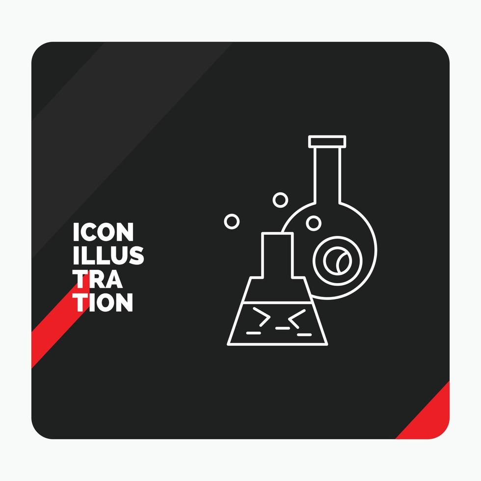 Red and Black Creative presentation Background for beaker. lab. test. tube. scientific Line Icon vector