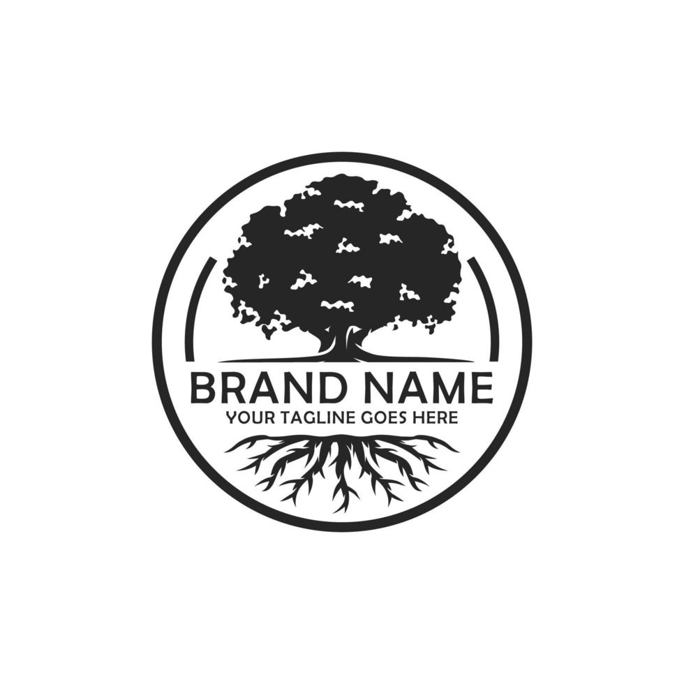 vector de diseño de logotipo de árbol de roble
