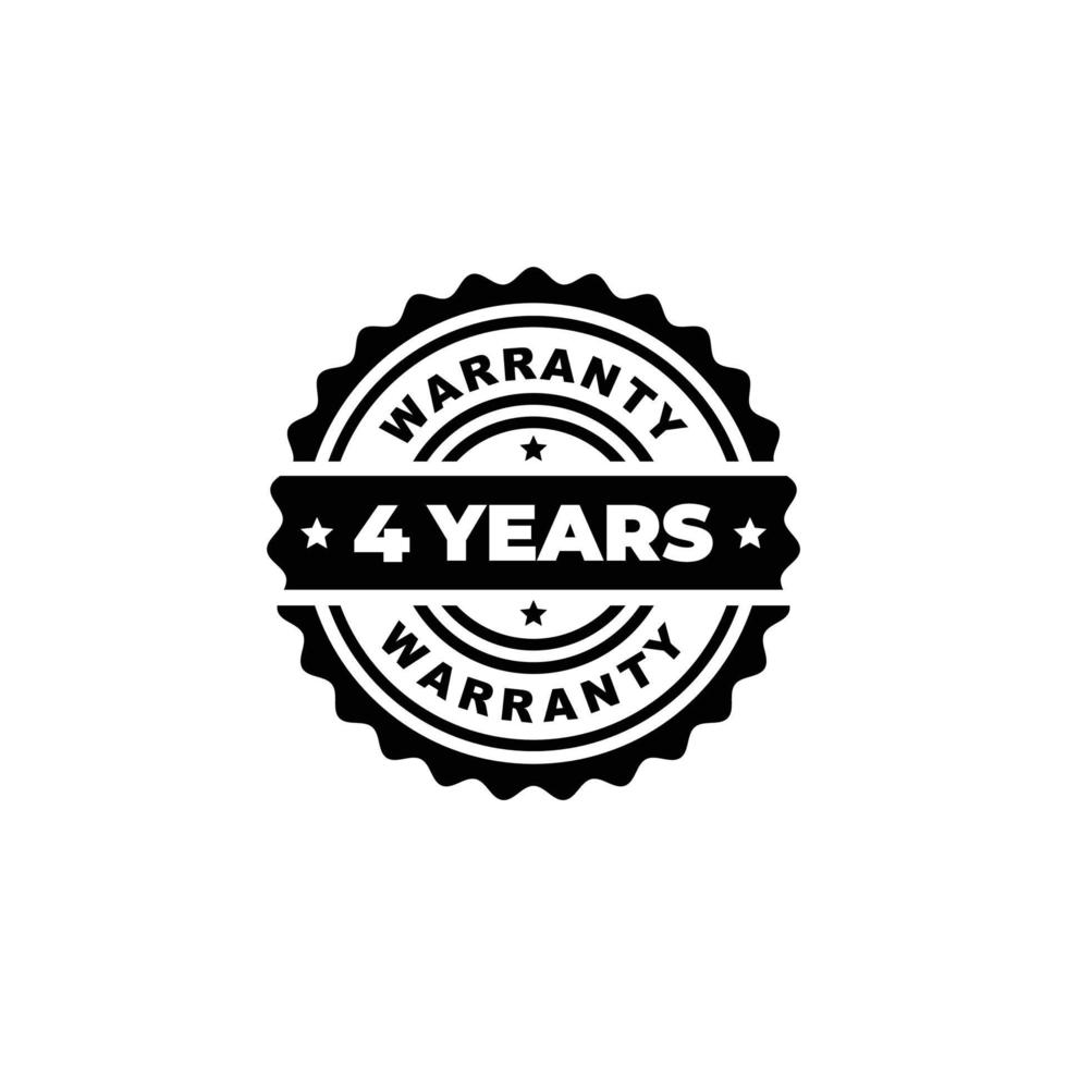 Four years warranty stamp label vector