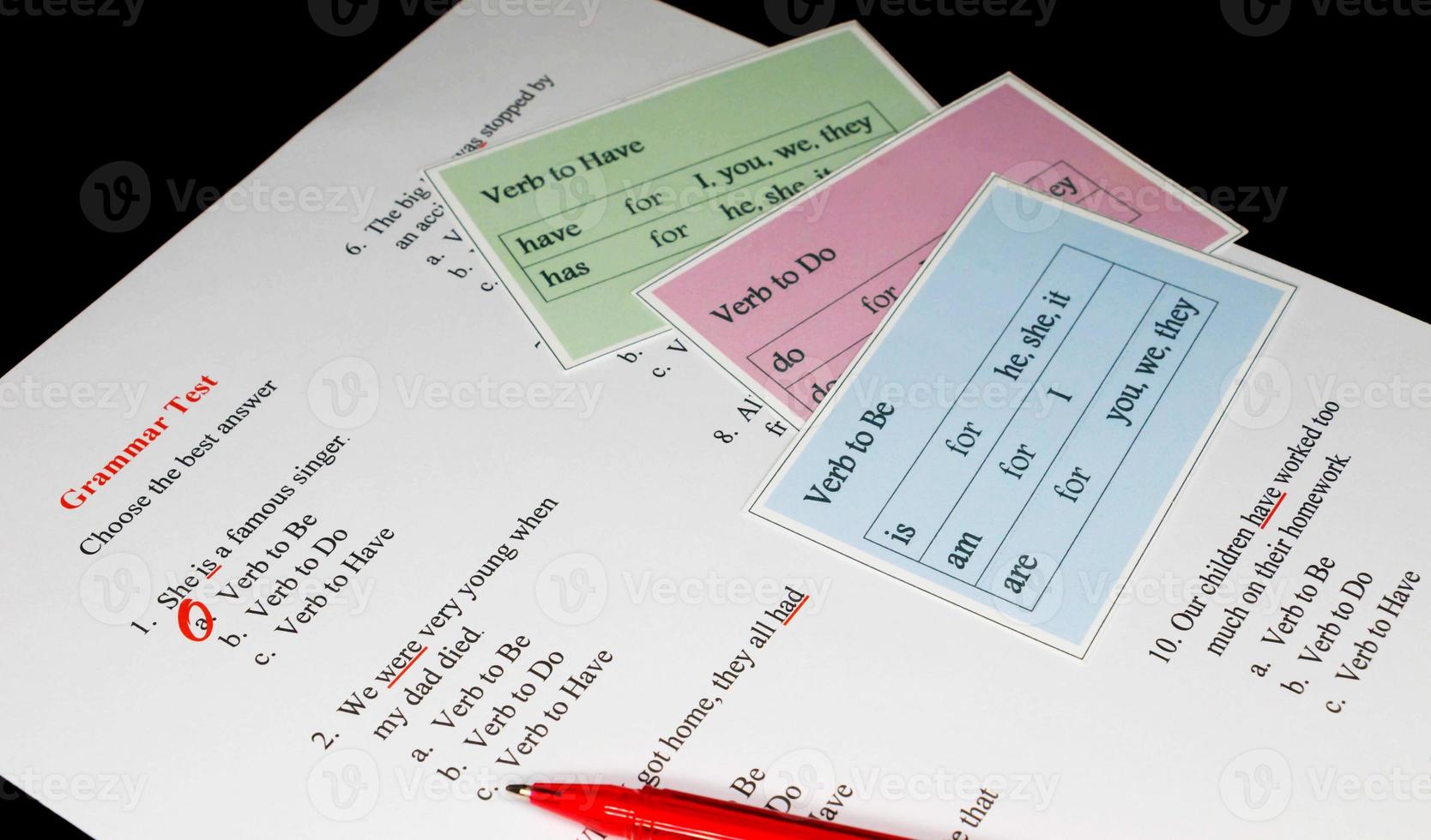 grammar test sheet photo