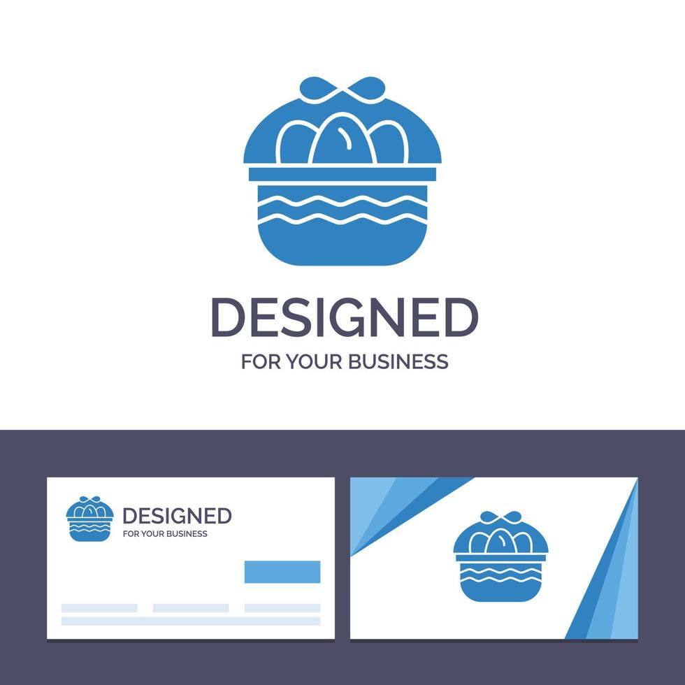 Creative Business Card and Logo template Basket Easter Egg Nature Vector Illustration