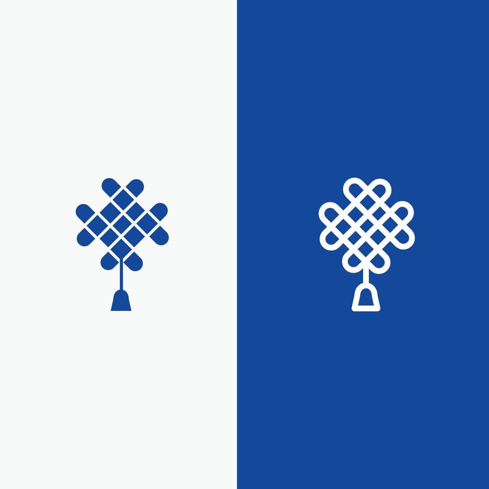 Chinese knot China Chinese Decoration Line and Glyph Solid icon Blue banner vector