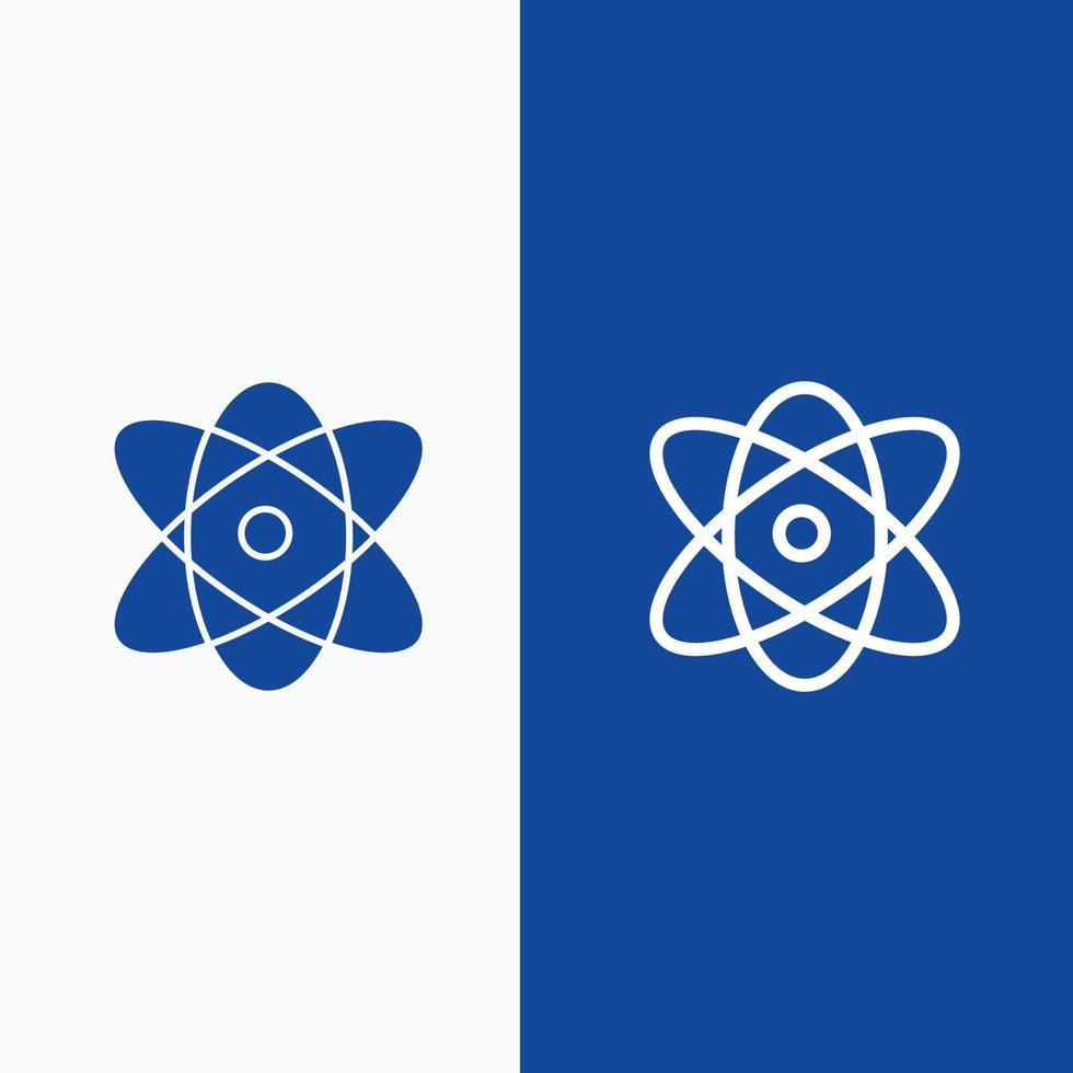 Atom Education Physics Science Line and Glyph Solid icon Blue banner Line and Glyph Solid icon Blue vector