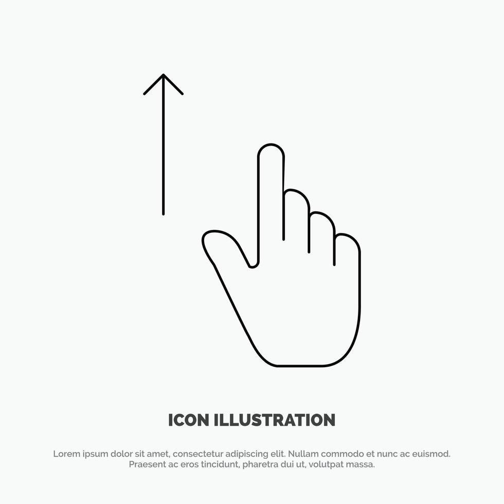 Up Finger Gesture Gestures Hand Line Icon Vector