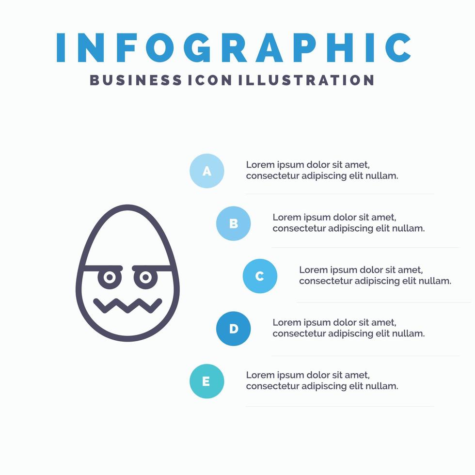 Celebration Decoration Easter Egg Line icon with 5 steps presentation infographics Background vector