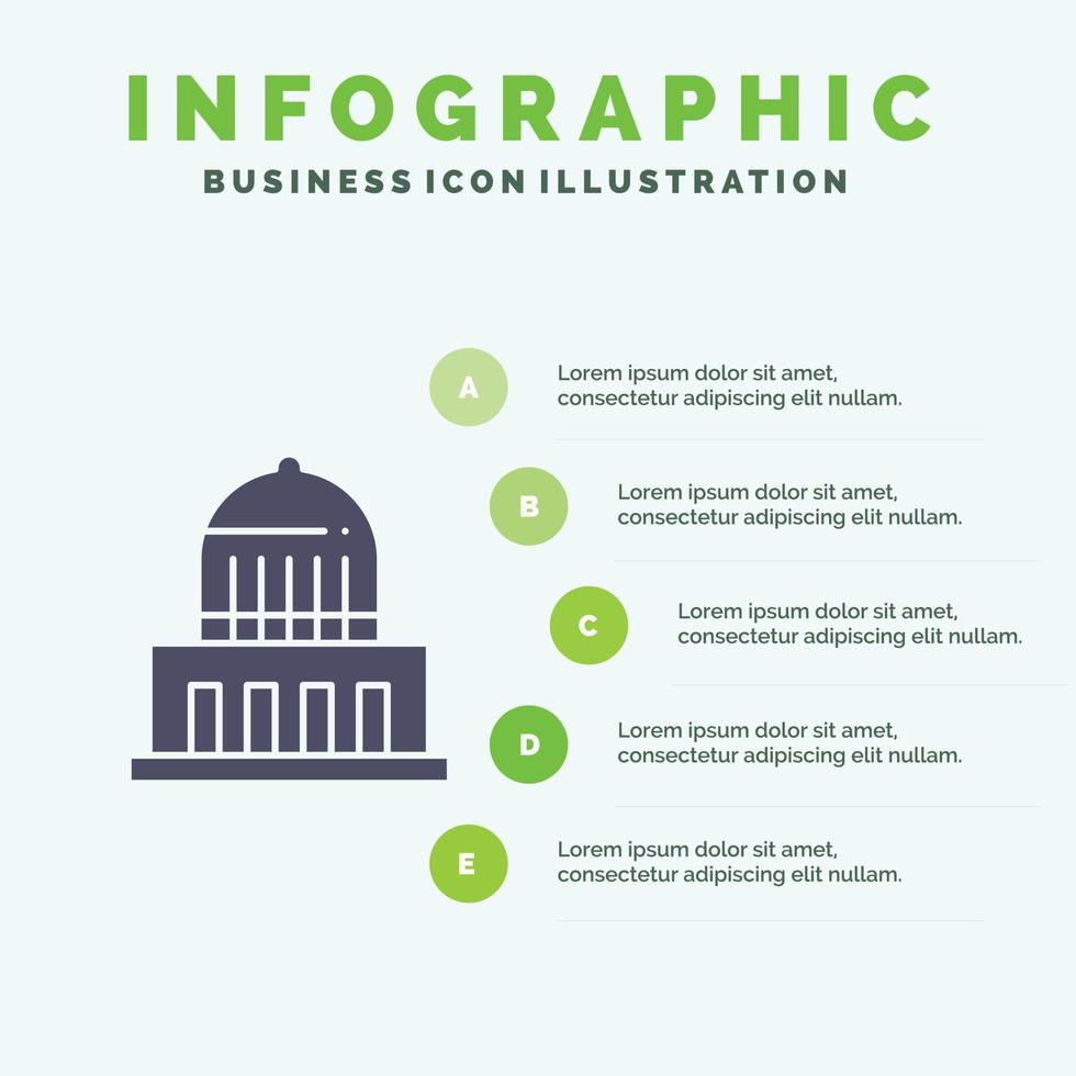 Building City Landmark Usa Solid Icon Infographics 5 Steps Presentation Background vector
