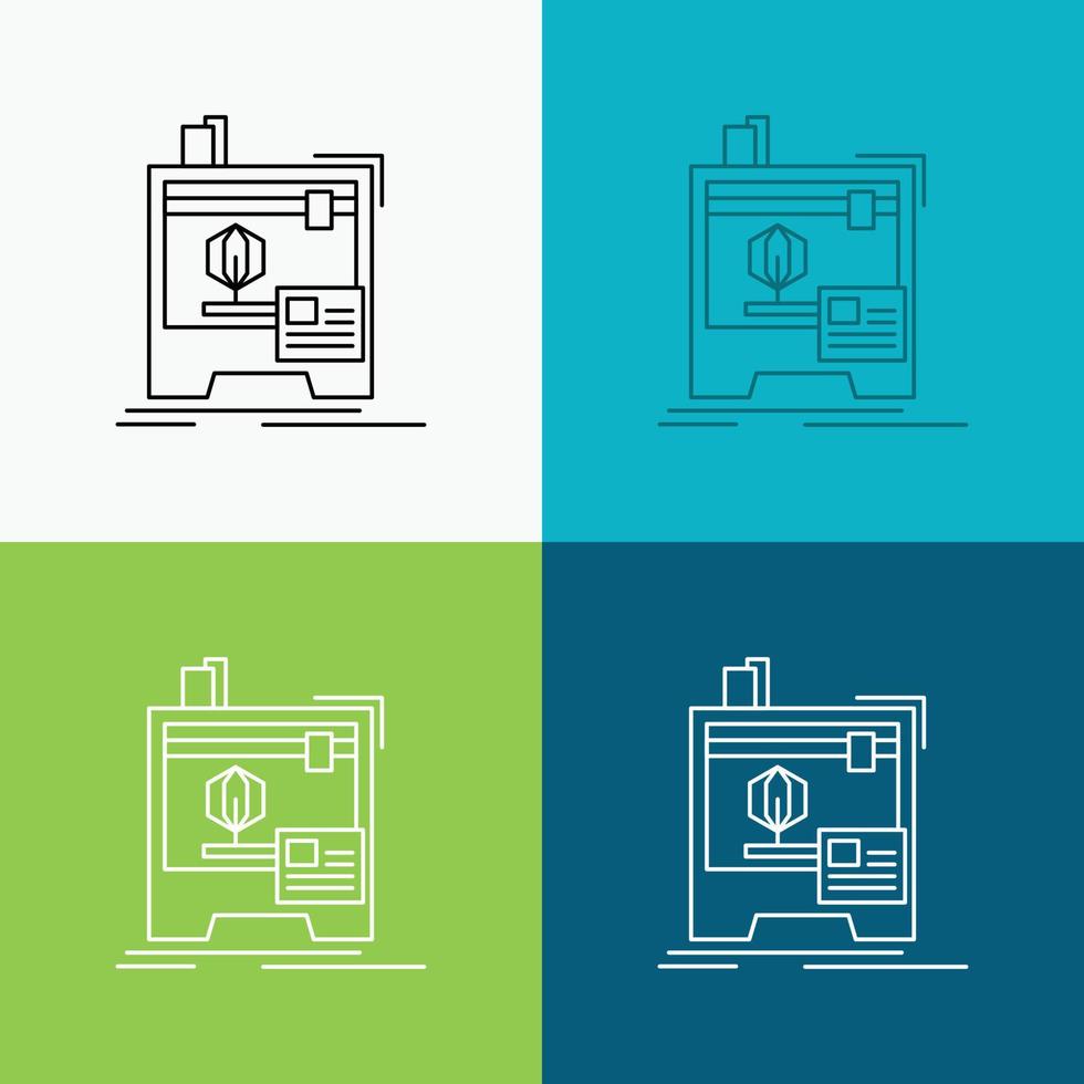 3d. dimensional. machine. printer. printing Icon Over Various Background. Line style design. designed for web and app. Eps 10 vector illustration