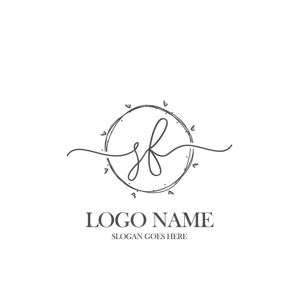 Initial SF beauty monogram and elegant logo design, handwriting logo of initial signature, wedding, fashion, floral and botanical with creative template. vector