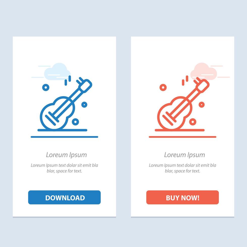 Guitar Music Usa American  Blue and Red Download and Buy Now web Widget Card Template vector