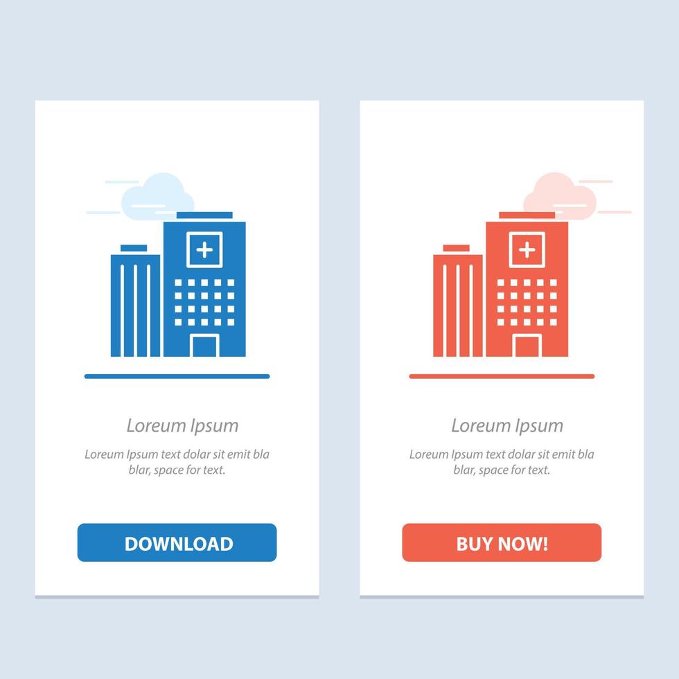 Hospital Medical Building Care  Blue and Red Download and Buy Now web Widget Card Template vector