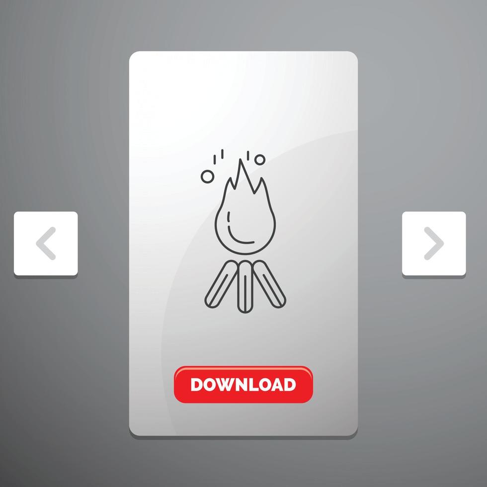 fire. flame. bonfire. camping. camp Line Icon vector